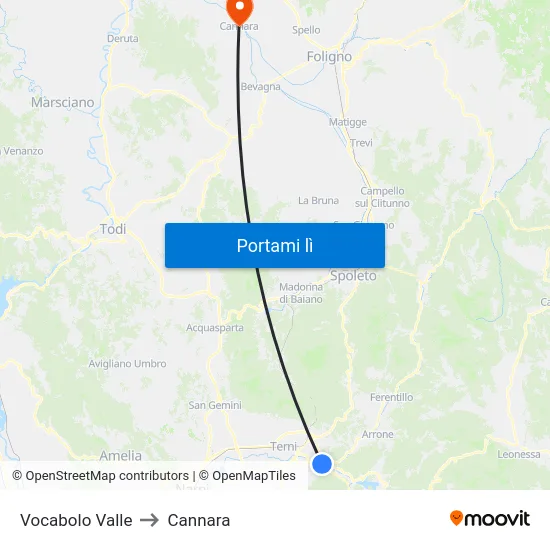 Vocabolo Valle to Cannara map