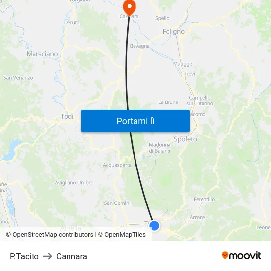 P.Tacito to Cannara map