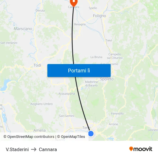 V.Staderini to Cannara map