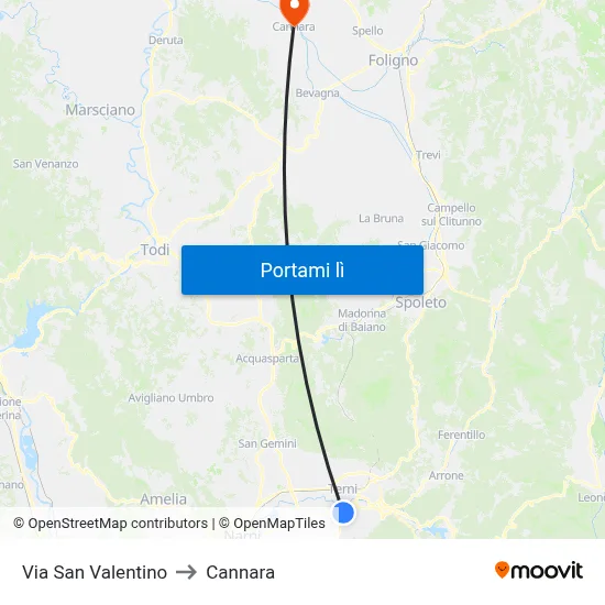 Via San Valentino to Cannara map