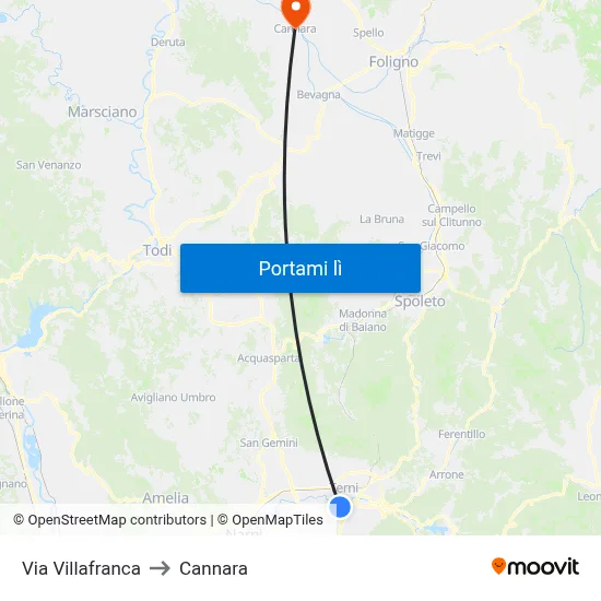 Via Villafranca to Cannara map