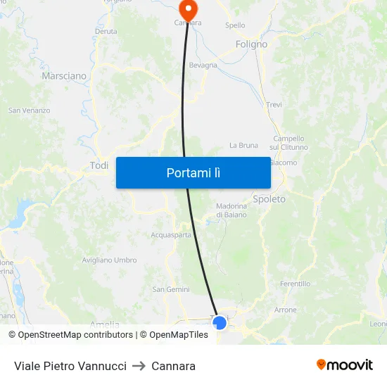 Viale Pietro Vannucci to Cannara map