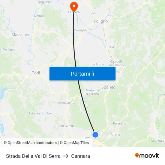 Strada Della Val Di Serra to Cannara map