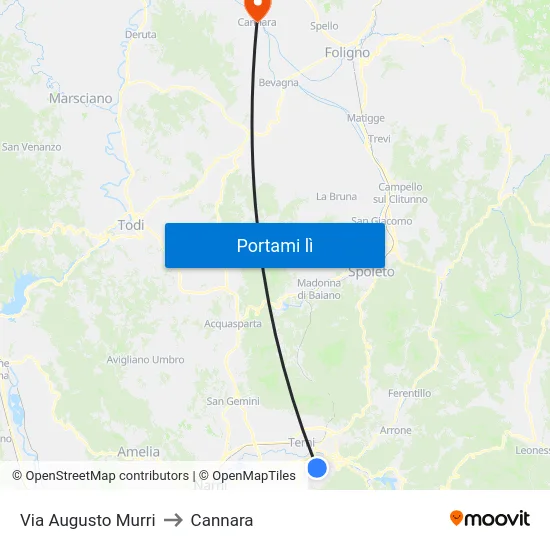 Via Augusto Murri to Cannara map