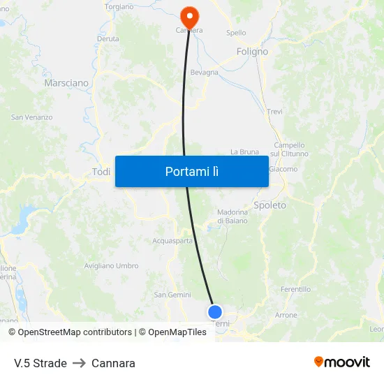 V.5 Strade to Cannara map