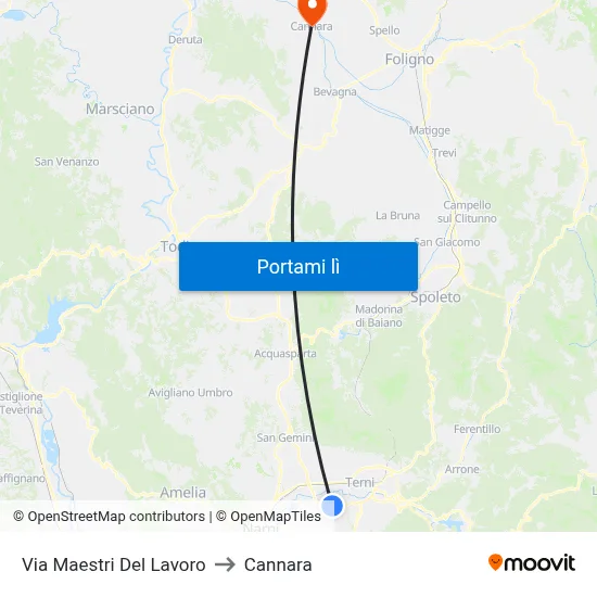 Via Maestri Del Lavoro to Cannara map