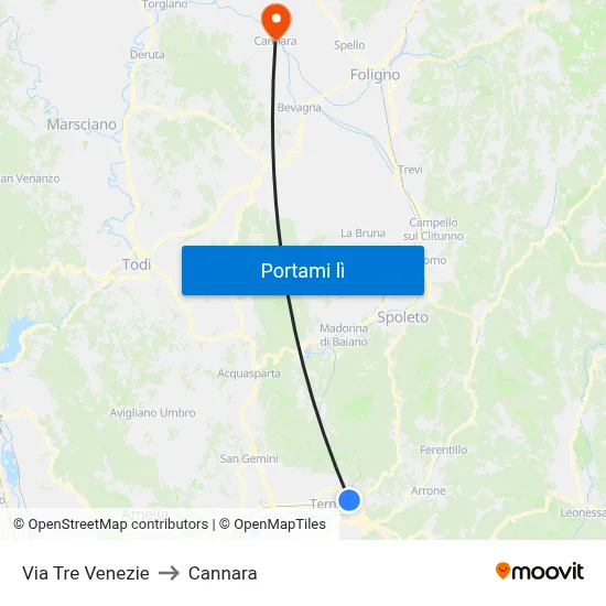 Via Tre Venezie to Cannara map