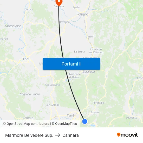 Marmore Belvedere Sup. to Cannara map