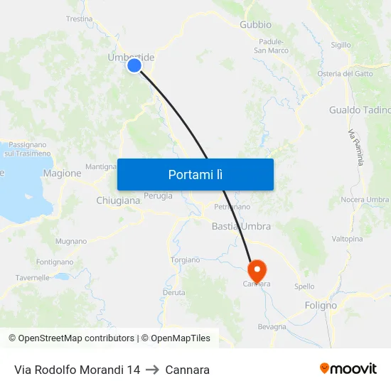 Via Rodolfo Morandi 14 to Cannara map