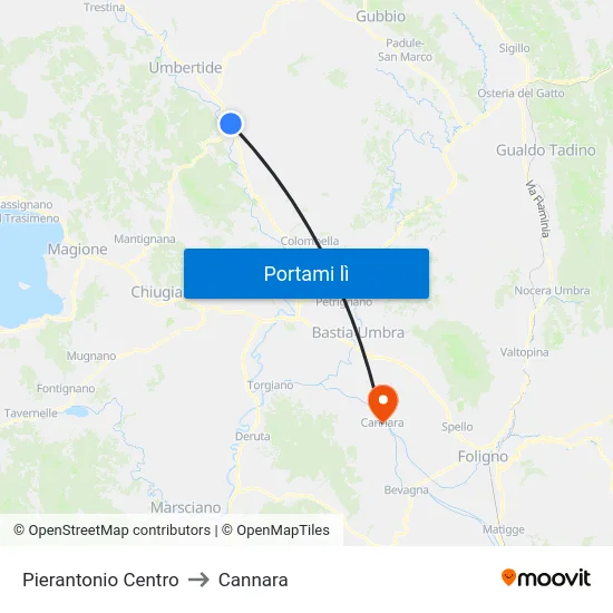Pierantonio Centro to Cannara map