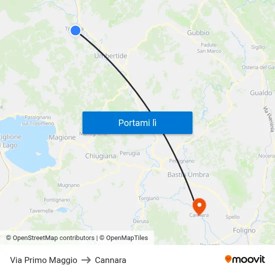 Via Primo Maggio to Cannara map