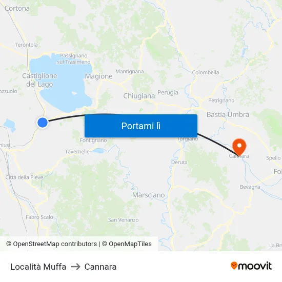 Località Muffa to Cannara map