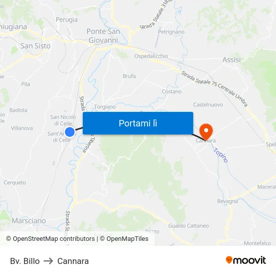 Bv. Billo to Cannara map