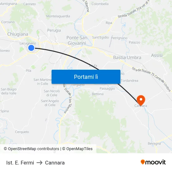 Ist. E. Fermi to Cannara map