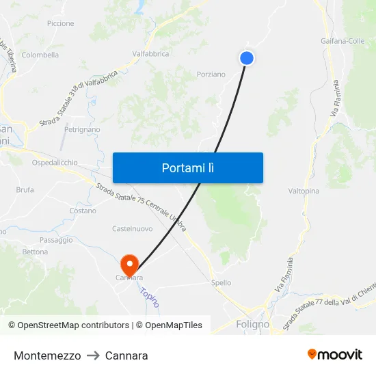 Montemezzo to Cannara map