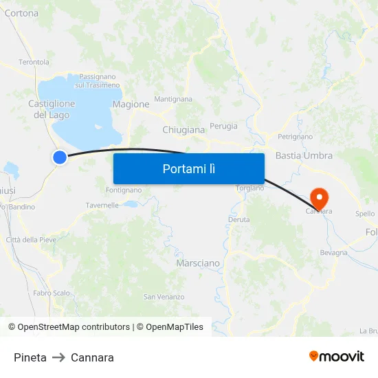 Pineta to Cannara map