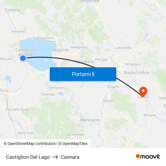 Castiglion Del Lago to Cannara map