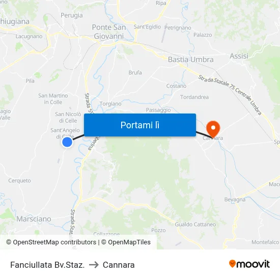 Fanciullata Bv.Staz. to Cannara map