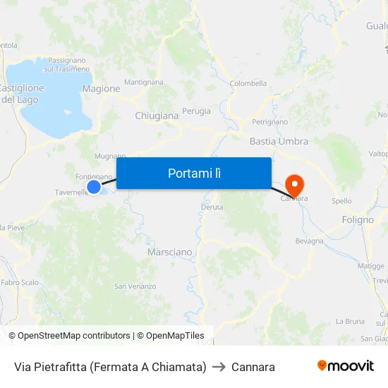 Via Pietrafitta (Fermata A Chiamata) to Cannara map