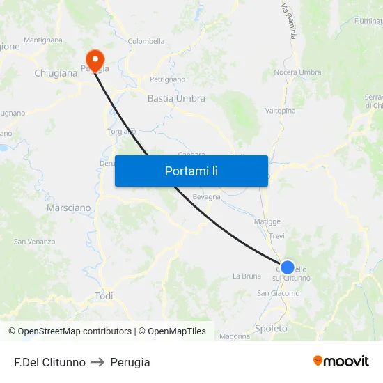 F.Del Clitunno to Perugia map