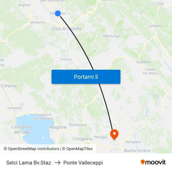 Selci Lama Bv.Staz. to Ponte Valleceppi map
