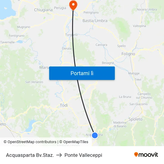 Acquasparta Bv.Staz. to Ponte Valleceppi map