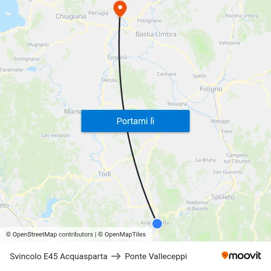 Svincolo E45 Acquasparta to Ponte Valleceppi map