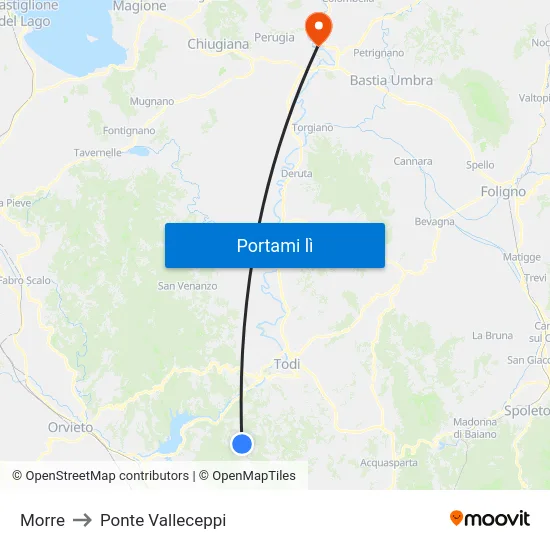 Morre to Ponte Valleceppi map