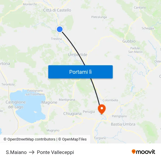 S.Maiano to Ponte Valleceppi map