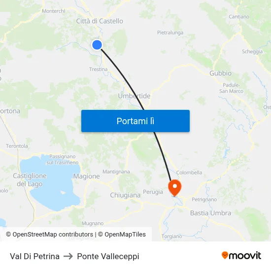 Val Di Petrina to Ponte Valleceppi map