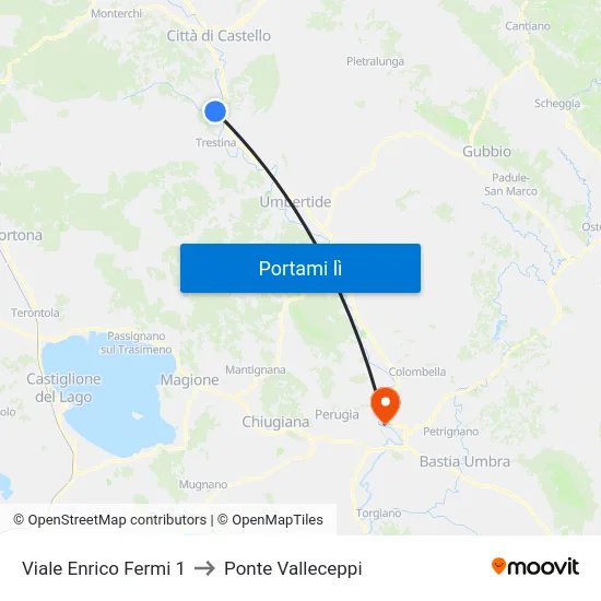 Viale Enrico Fermi 1 to Ponte Valleceppi map