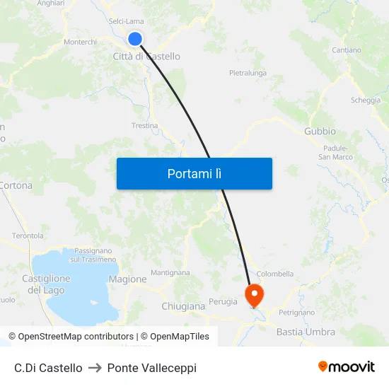 C.Di Castello to Ponte Valleceppi map