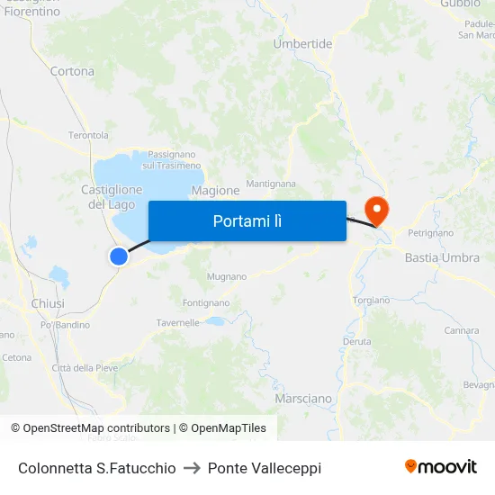 Colonnetta S.Fatucchio to Ponte Valleceppi map
