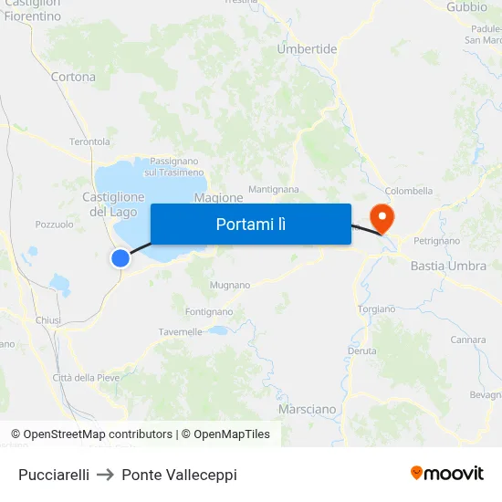Pucciarelli to Ponte Valleceppi map