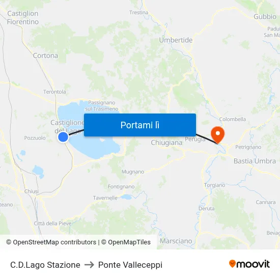 C.D.Lago Stazione to Ponte Valleceppi map