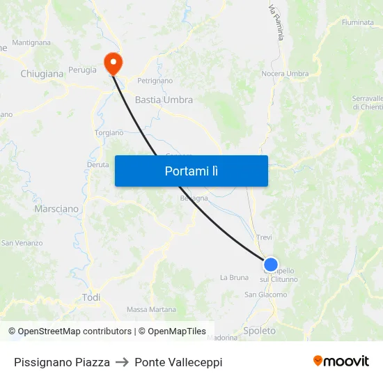 Pissignano Piazza to Ponte Valleceppi map