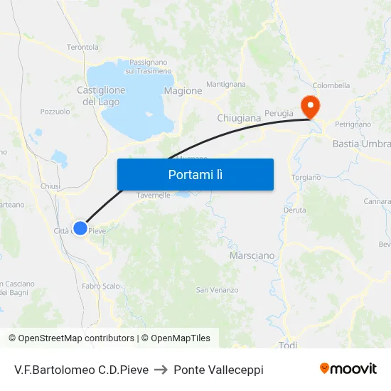 V.F.Bartolomeo C.D.Pieve to Ponte Valleceppi map