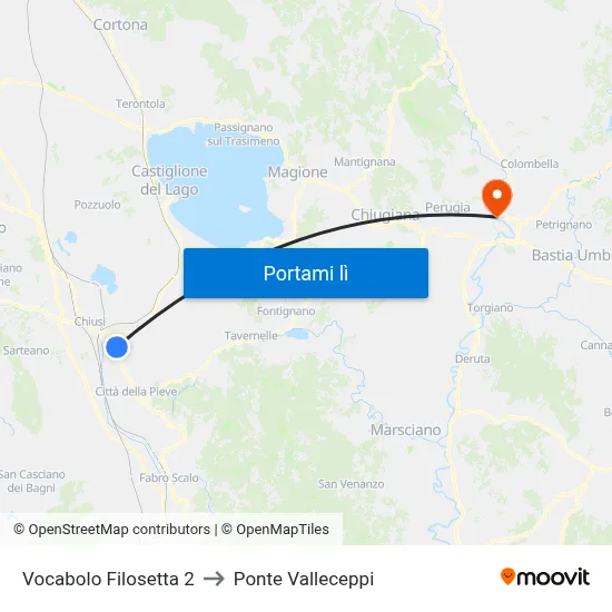 Vocabolo Filosetta 2 to Ponte Valleceppi map