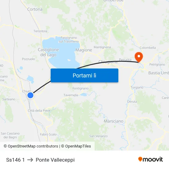 Ss146 1 to Ponte Valleceppi map