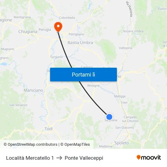 Località Mercatello 1 to Ponte Valleceppi map
