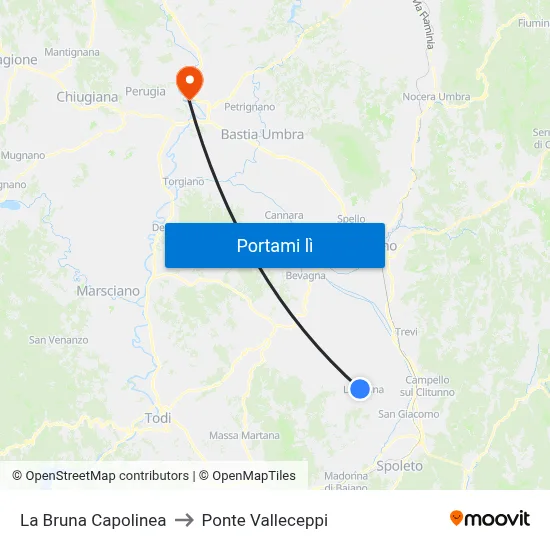 La Bruna Capolinea to Ponte Valleceppi map