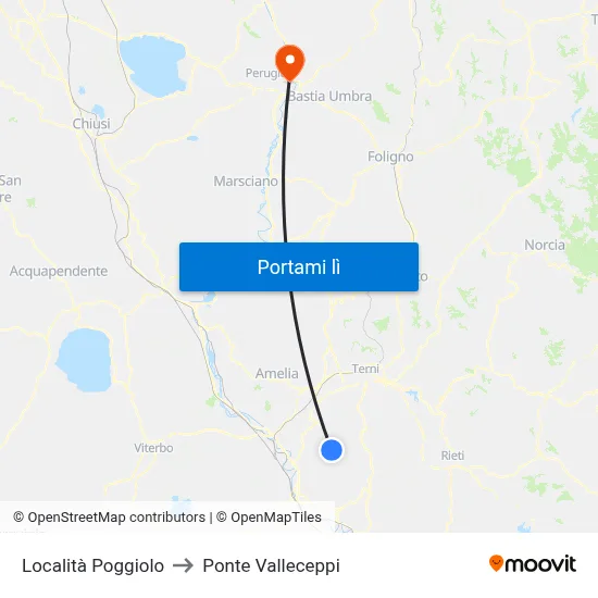 Località Poggiolo to Ponte Valleceppi map