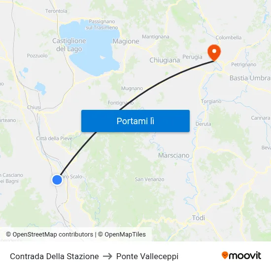 Contrada Della Stazione to Ponte Valleceppi map