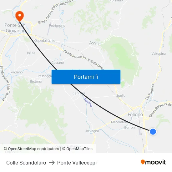 Colle Scandolaro to Ponte Valleceppi map