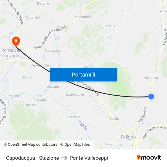 Capodacqua - Stazione to Ponte Valleceppi map
