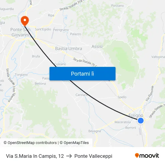 Via S.Maria In Campis, 12 to Ponte Valleceppi map