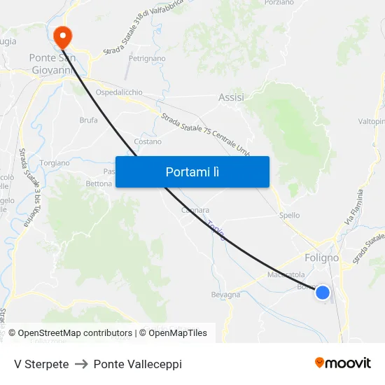 V Sterpete to Ponte Valleceppi map