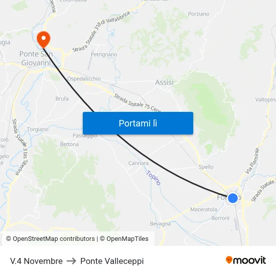 V.4 Novembre to Ponte Valleceppi map