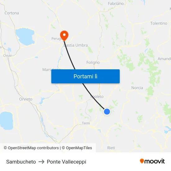 Sambucheto to Ponte Valleceppi map