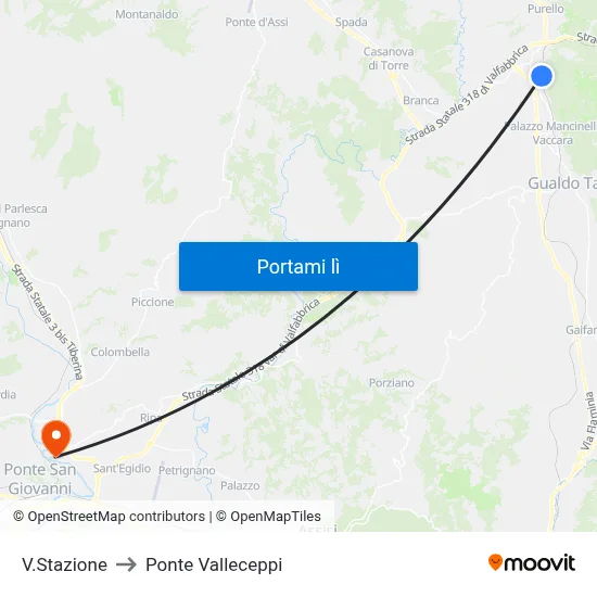 V.Stazione to Ponte Valleceppi map